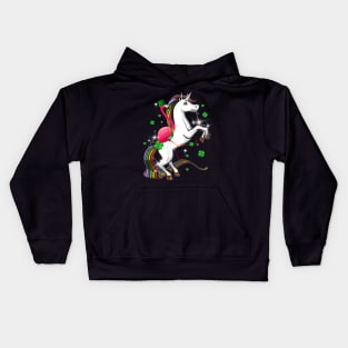 Flamingo Riding Unicorn St Patricks Day Irish Kids Hoodie